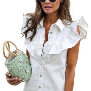 Zara white ruffle mini dress
